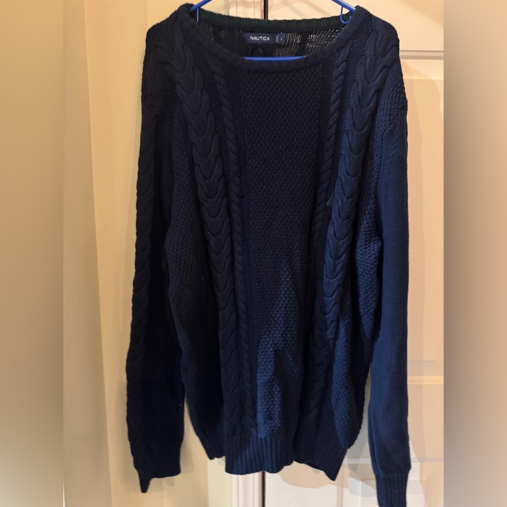 Men's Nautica Cable Knit Sweater Navy Blue
Large